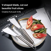 stainless steel fruit carving knife triangular shape vegetable knife slicer fruit platter non slip carving blade kitchen tool