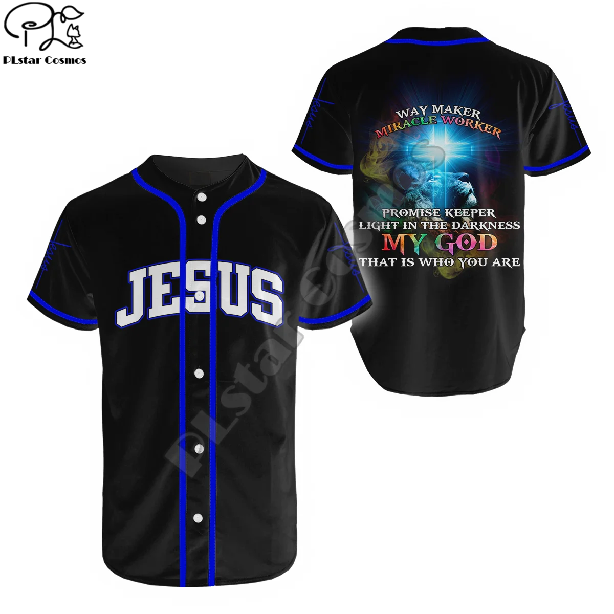 Christian Child Of God Savior Jesus Lion Retro Tattoo 3DPrint Summer Baseball Shirts Jersey Funny Casual Unisex Short Sleeves X4