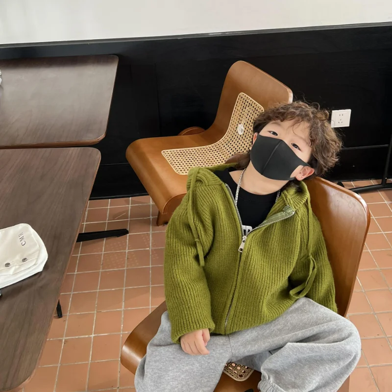 

Kids' Sweater 2022 Autumn New Boys and Girls Korean Style Solid Color Zip-up Shirt Baby Sweater Coat Fashion Children Casual