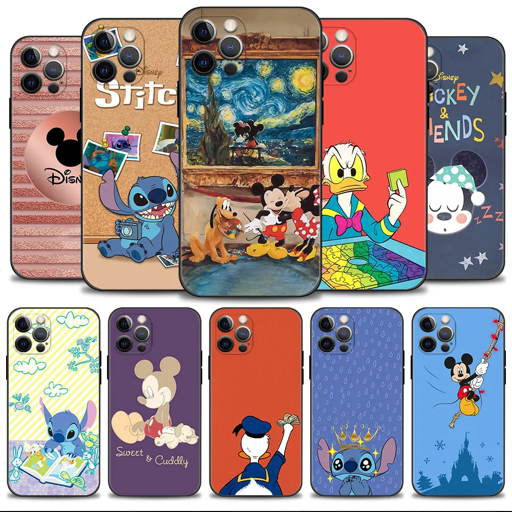 

Disney Van Gogh Mickey Minnie Stitch Case For Apple iPhone 14 14 13 12 11 Pro Max 13 12 Mini XS Max XR X 7 8 Plus 6 6S Cover