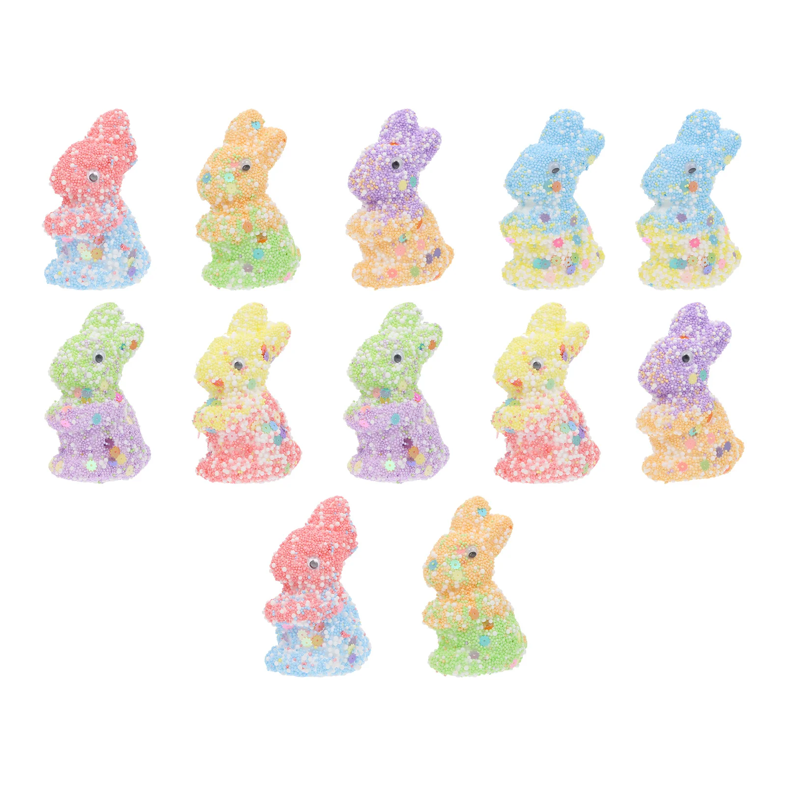 

12Pcs Easter Rabbit Adornment Foams Bunny Photo Props Garden Animals Decor