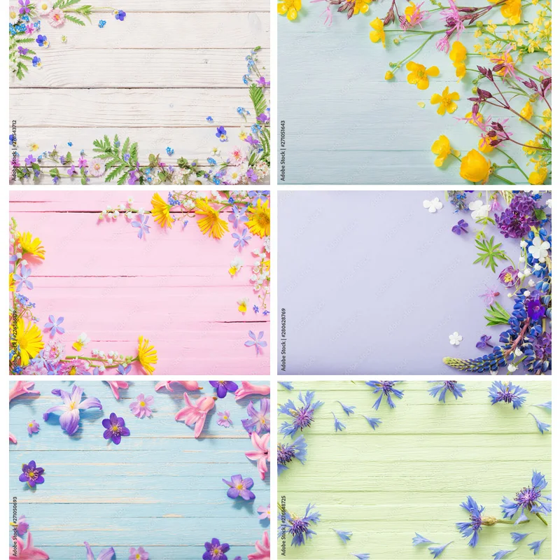 

SHUOZHIKE Art Fabric Spring Photography Backdrops Props Flower Wood Planks Photo Studio Background PUO-07