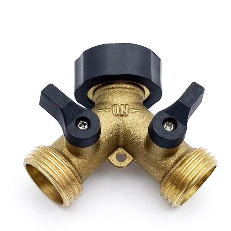 

2-Way Garden Hose Water Splitter 3/4" Female to 3/4" Male Thread Y Type Switch Valve Faucet Adjustable Watering Controller