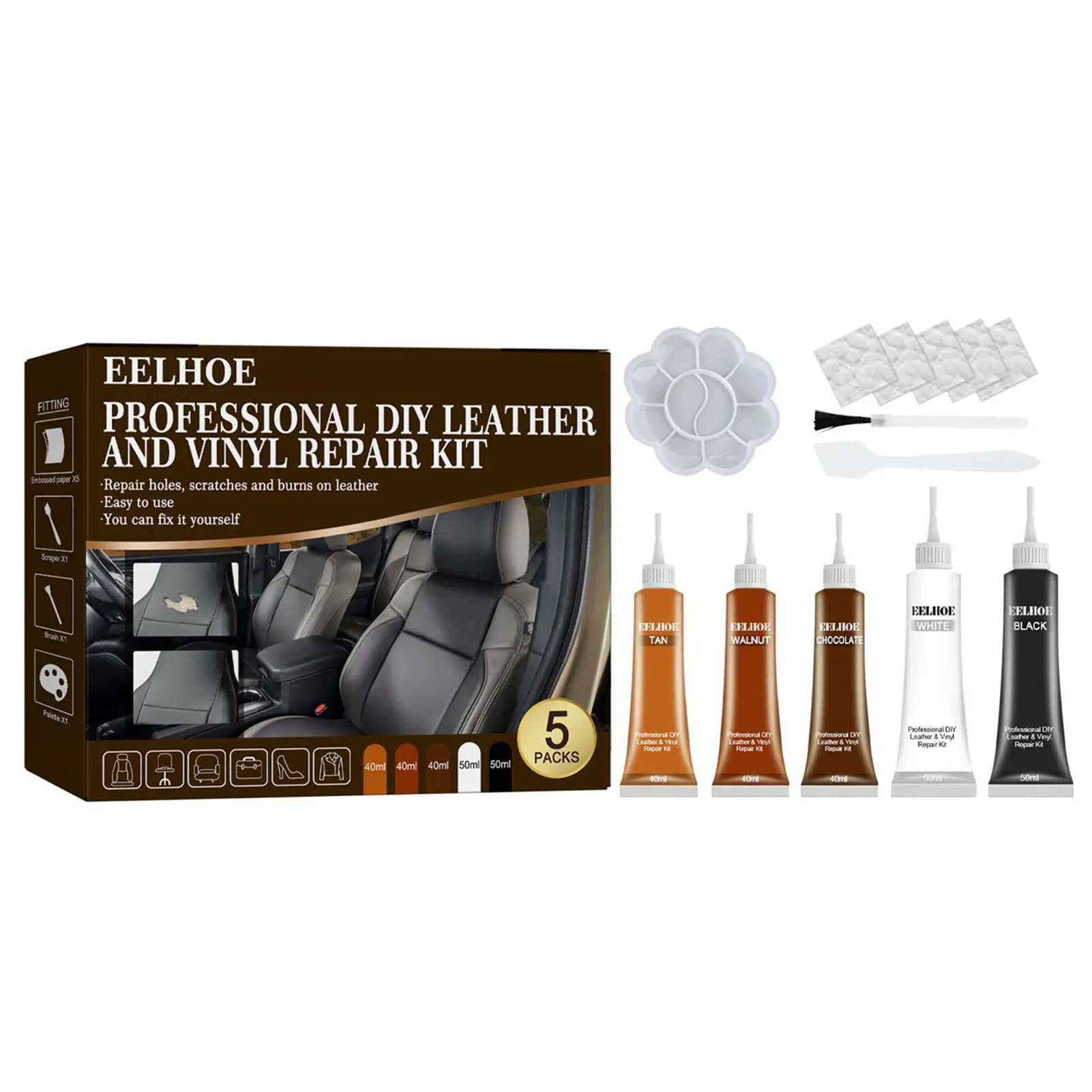 

Leather Repair Kits 5 Colours Leather Crack Repair Leather Sofa Refinishing Cream For Car Seats Furniture Sofa Coats Leather
