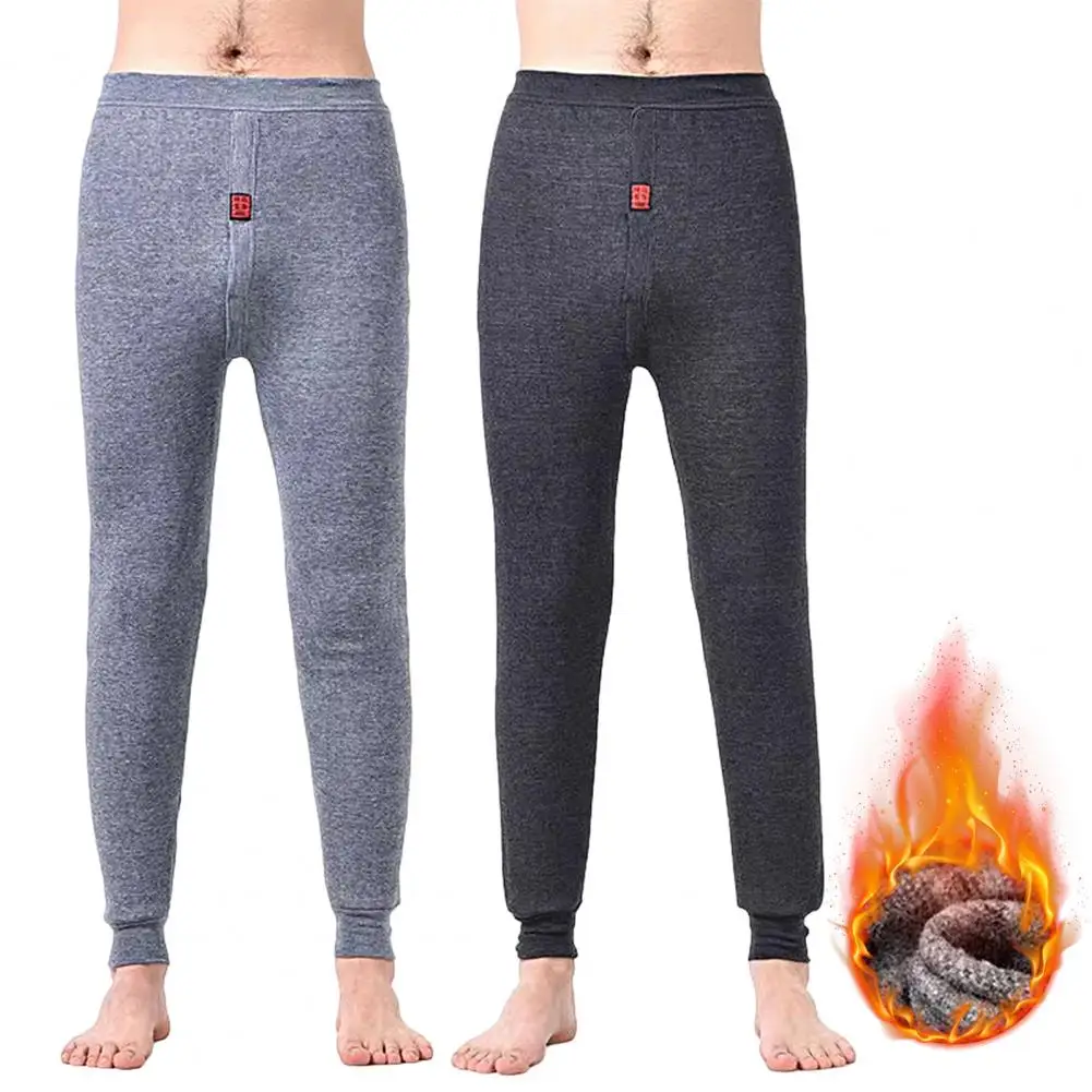 

Winter Men Thermal Underwear Bottoms Male Leggings Thermos Pants Male Warm Wool Thicken Long Johns Underwear Men's Warm Pants