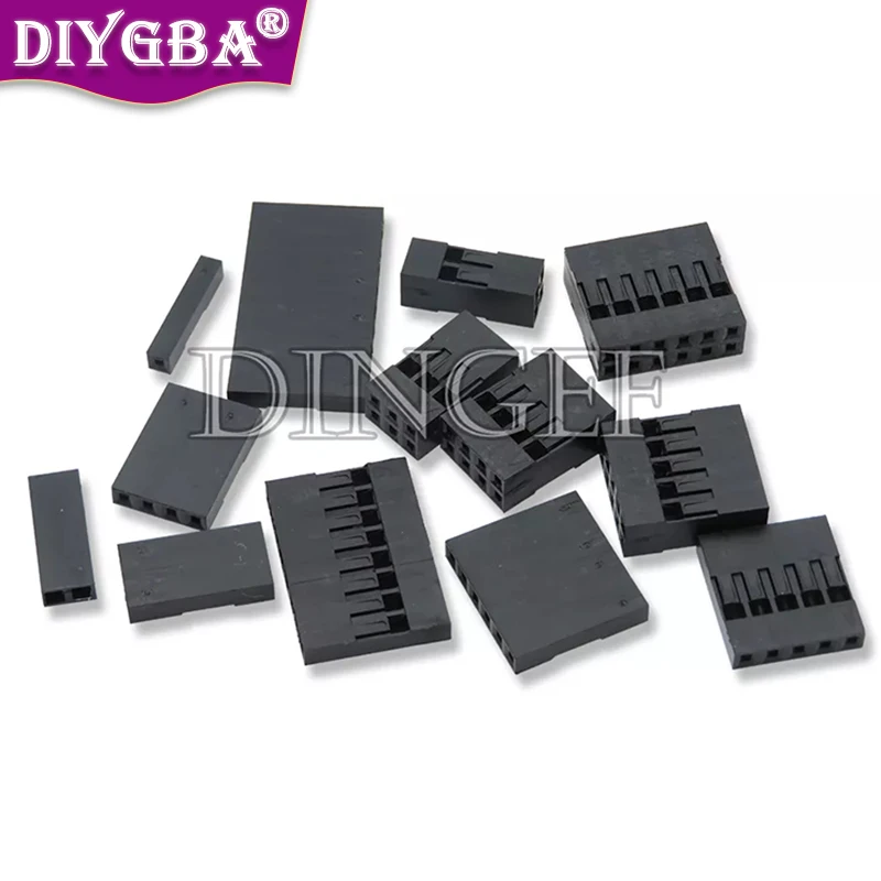 100 шт., 2,54 мм, пластмассовый гнездовой соединитель для перемычки Dupont 1x2P 2x2P 1x3P 2x3P 1x4P 2x4P 1x5P 2x5P 1x6P проводной кабель