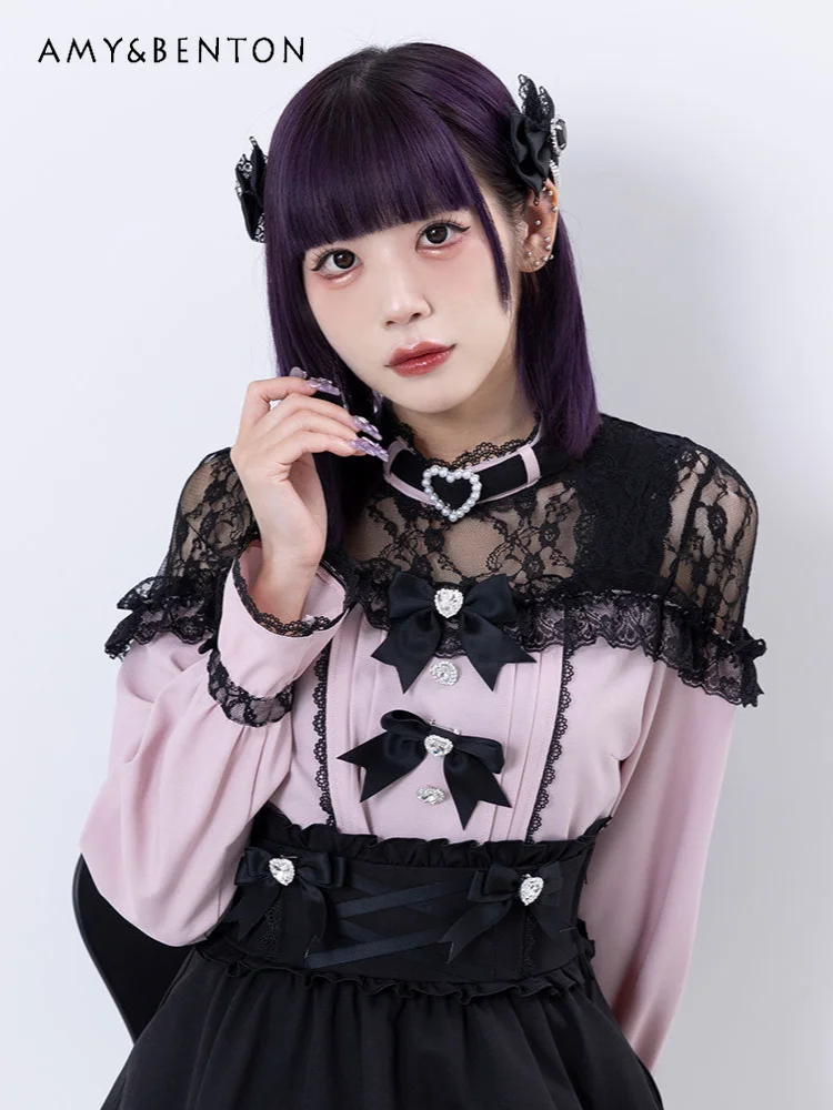 Милая японская рубашка в стиле &quotЛолита&quot с открытыми плечами и длинными