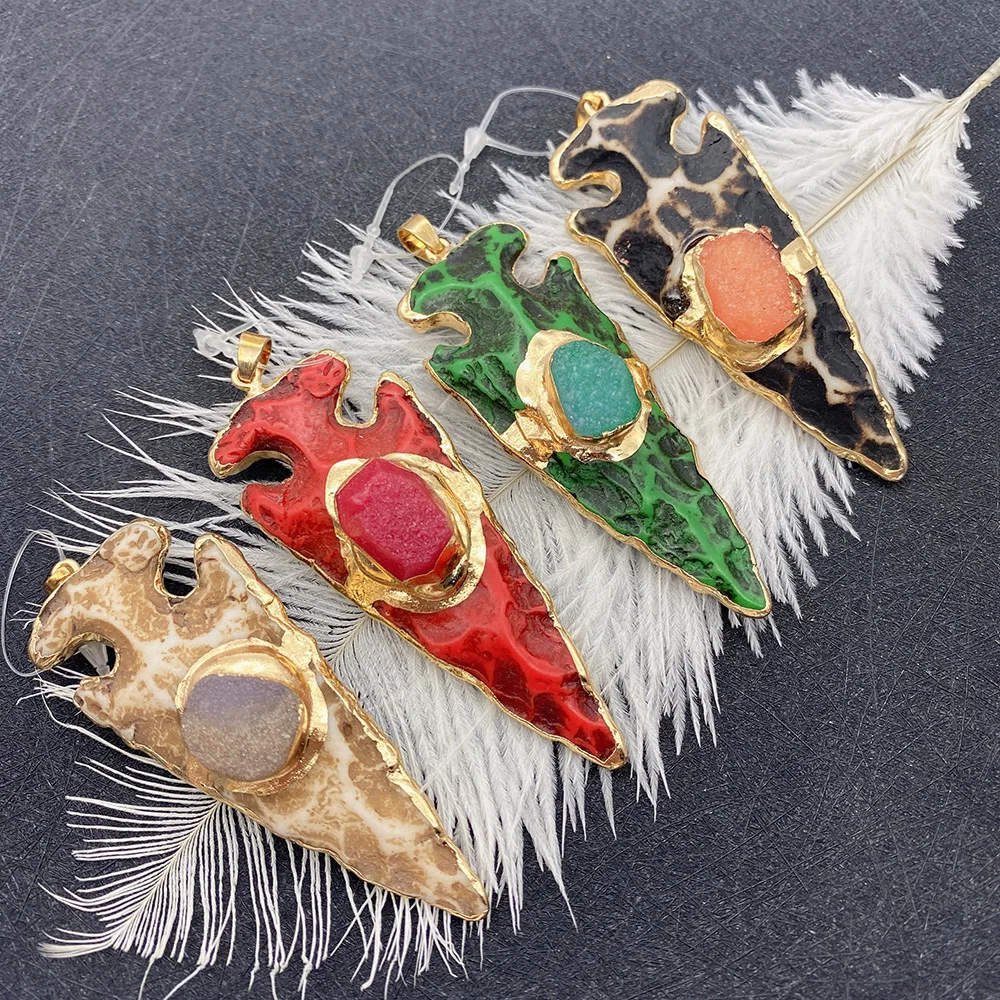 

Natural Resin Vintage Cow Bone Plating Acrylic Arrow Shaped Pendant Ornament Ladies DIY Necklace Bracelet Accessories 28x73mm