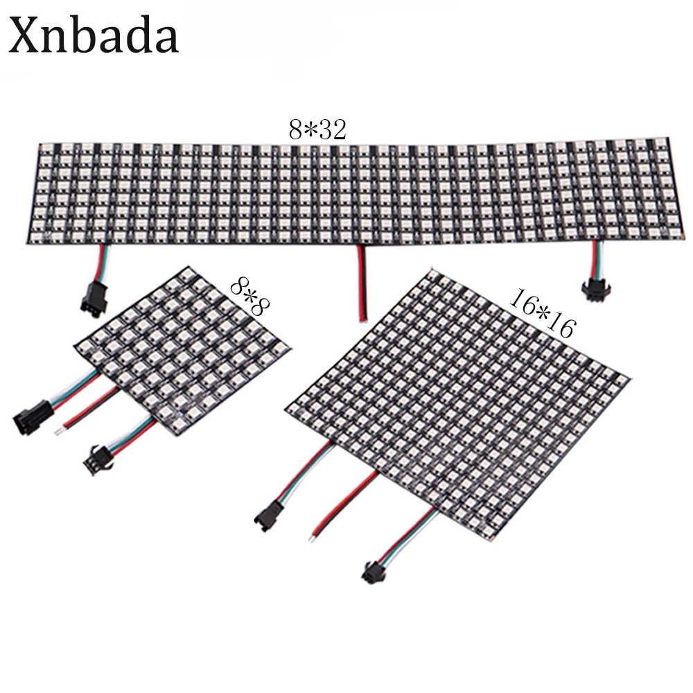 WS2812B LED Digital Flexible Individually Addressable Panel Light WS2812 8*8 16*16 8*32 Pxiels Module Matrix Screen DC5V