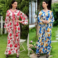robe femme musulmane dress women middle east fashion printing new vestidos abayas for women dubai turkish dresses gift belt