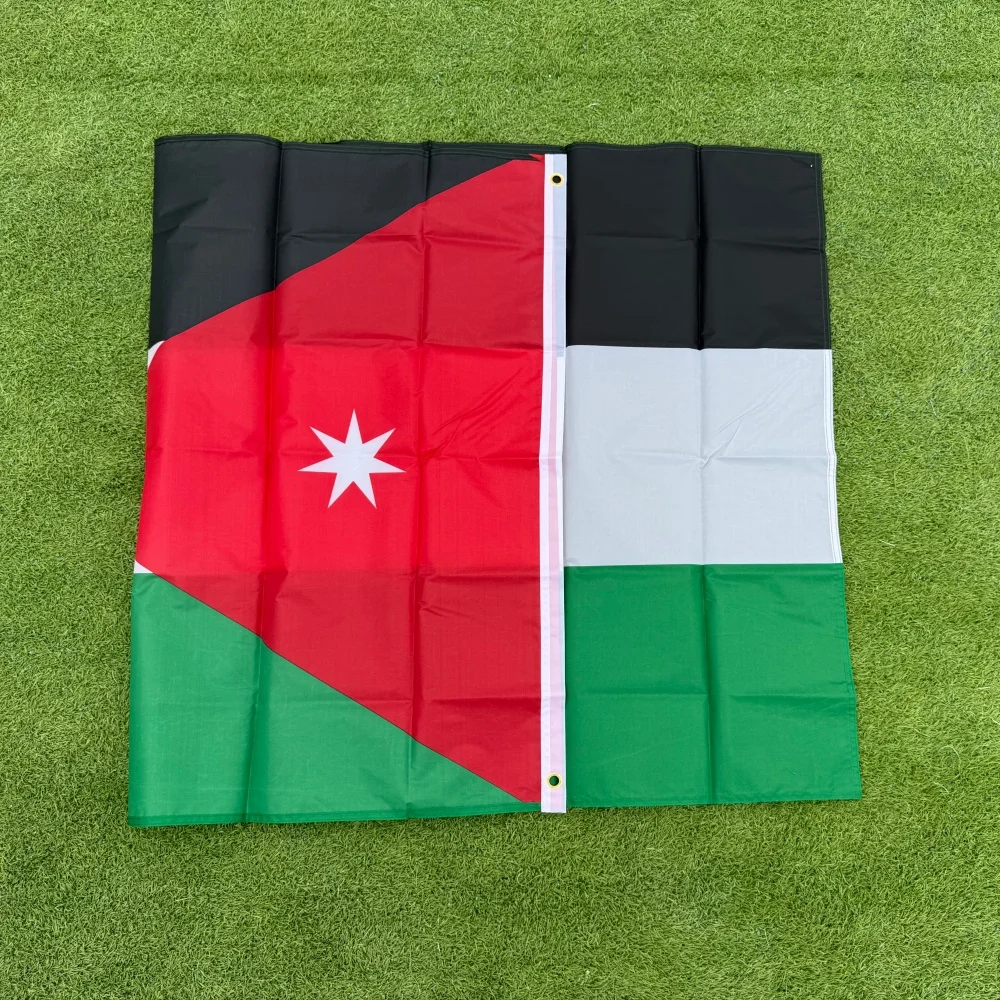 Фото Флаг Jordan Flag 150x90 см (3x5 футов), черно-бело-зелено-красный, с треугольными звездами, полиэстер, двойная строчка, для улицы и дома №5