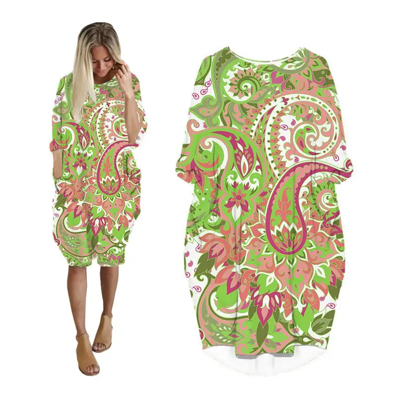 

Платье женское оверсайз с длинным рукавом, модная повседневная Уличная одежда, Пейсли, Одежда большого размера