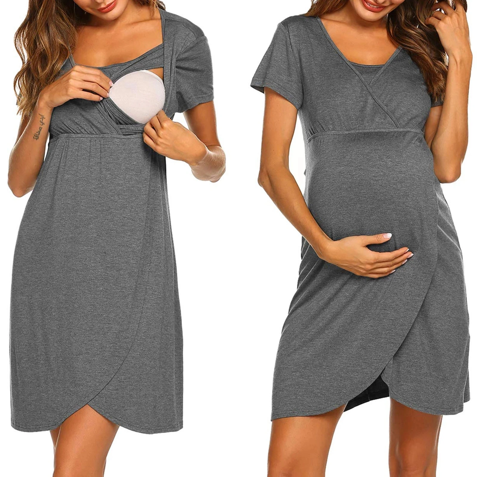 

Maternity Pajama Nightgown V Neck Breastfeeding Dress Childbirth Nursing Nightdress Pregnant Women Nightwear Pregnancy Sleepwear