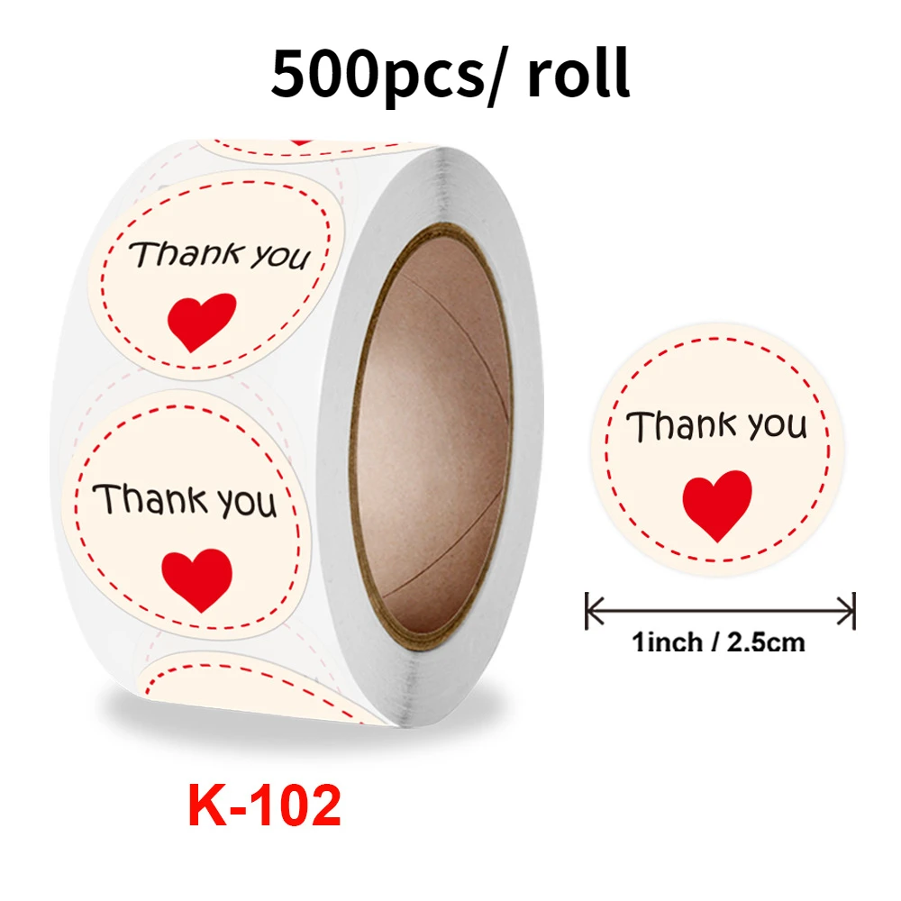 

500pcs Thank You Stickers with Heart Small Business Label Sticker for Bakeries, Greeting Cards,Gift Wraps,Stationery Sticker
