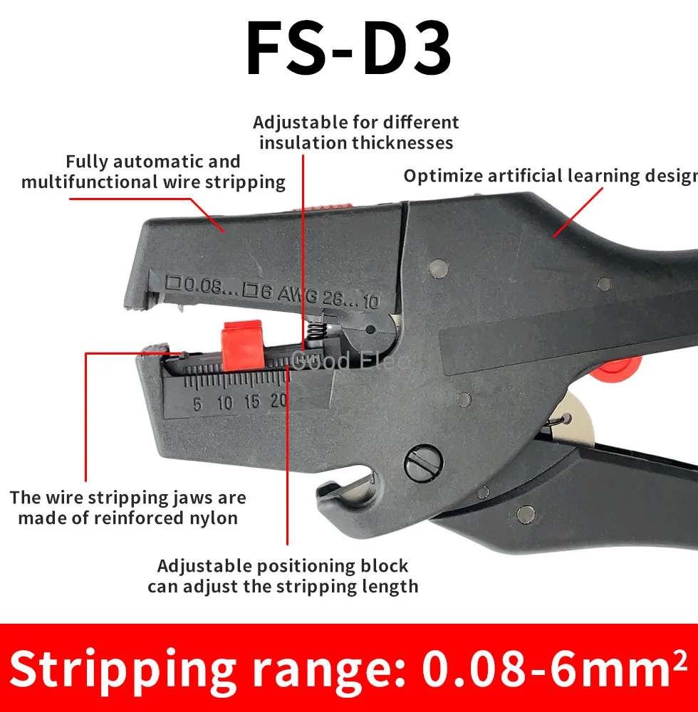 FS-D3 Саморегулирующийся инструмент для зачистки изоляции диапазон проводов 0 08-4