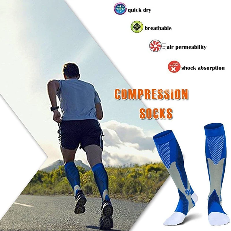 Compression Socks Fit For Medical Edema Diabetes Unisex Sport Leg Pressure Nylon Long Compression Stockings 5/6 Pairs/Pack