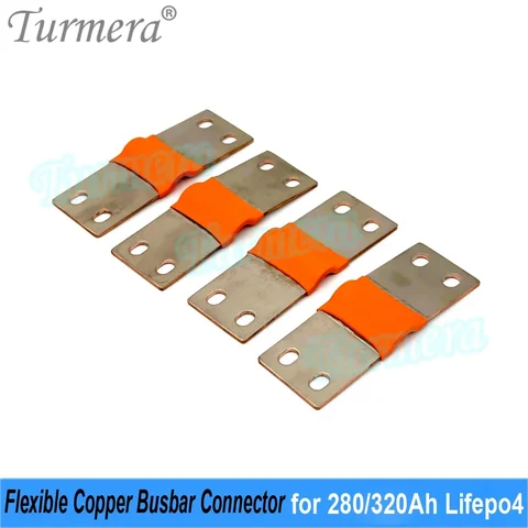 Turmera 12 В 24 в 48 в Lifepo4 батарея Гибкая шина медный соединитель отверстие для отверстия 80 мм 2 мм 400A для 280Ah 320Ah Lifepo4 батареи