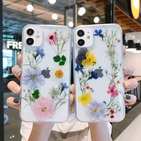 case for iphone 12 silicone dried flowers clear glitter case for iphone 11 pro max mini 8 7 plus x xr xs max se 2020 cover coque