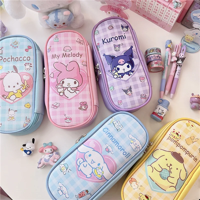 Bag Hello Kitty Cinnamoroll Pochacco Zipper Cute Stationery Box For School Students Pen Case Card Holder