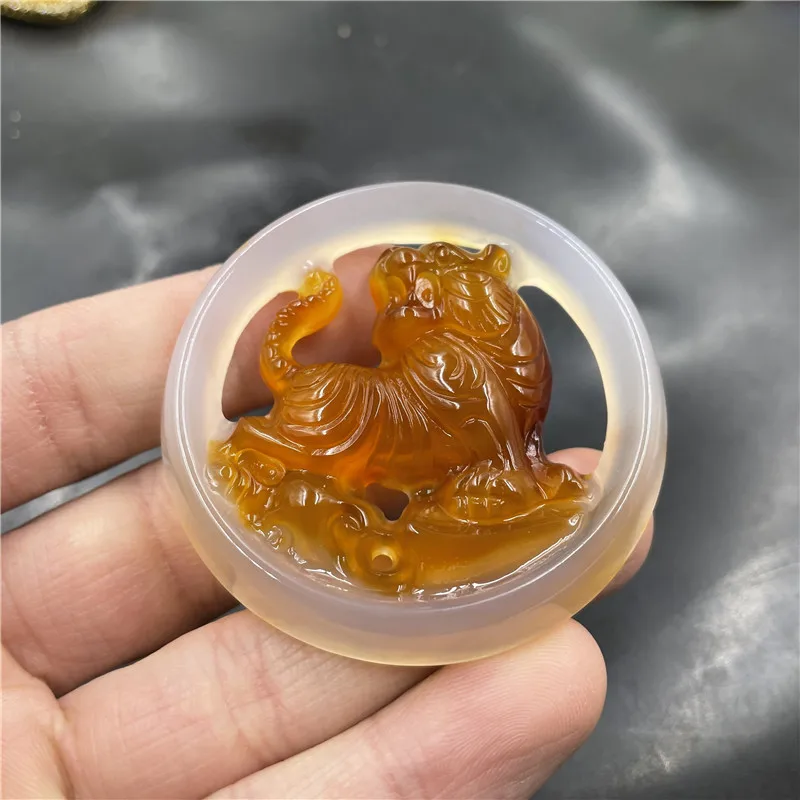 Дешевый нефритовый Подвеска из халцедона агата китайского знака зодиака тигра