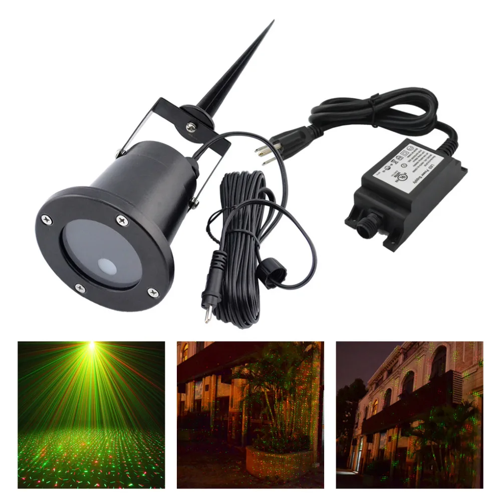 AUCD Outdoor Waterproof RG Meteor Shower Projector Laser Lights Garden Landscape Lamp Xmas Party Holiday Lawn Lighting OD100RG