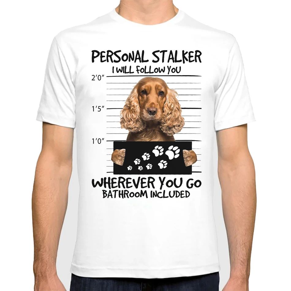 Funny Cocker Spaniel/Border Collie Print T-Shirt Fashion Men T Shirts Bad Dog Design Cool Boy Casual Tops Hipster Man Tee shirt
