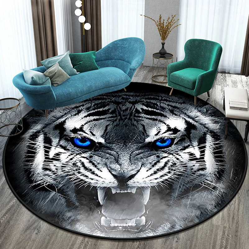 Круглый ковер с тигром, коврик для гостиной, молитвенный коврик, детское украшение, подарок, пол в ванной, домашний декор