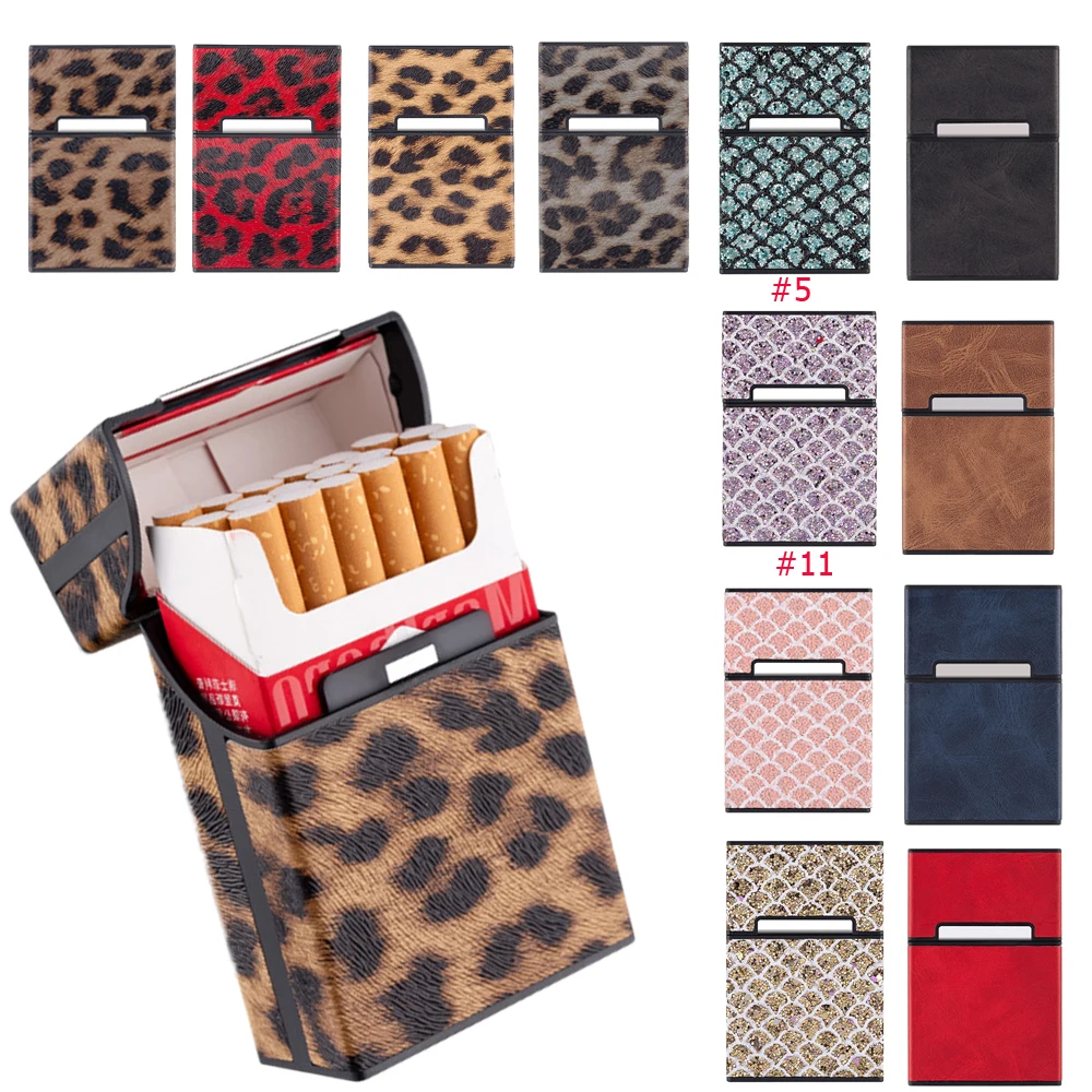 

Portable Magnet 20 Holes Cigarette Case for 20's Leather Box Smoking Accessories Waterproof Cigarette Case