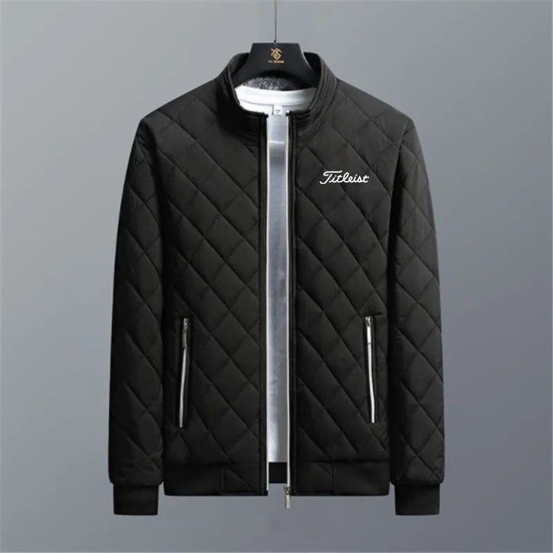 Business Casual Men's Winter Jacket Men's Warm Fur Golf Jacket Men's Fashion Collar Clothing Cotton Jacket Men's