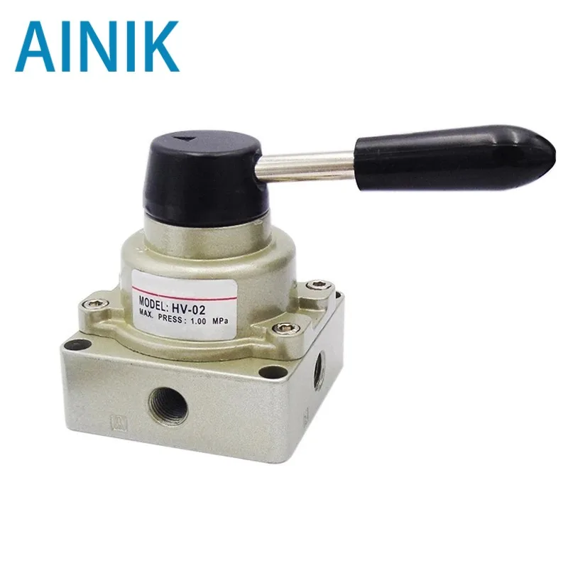 

Free shipping HV-02 HV-03 HV-04 4 Rotary Manual Control Port 3 Position 1/4" 3/8" 1/2" BSPT Hand Operated Pneumatic Valve