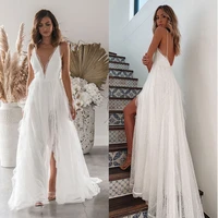 2022 new summer solid color beach dress sexy sling wedding dress mesh sleeveless party dress slit dress