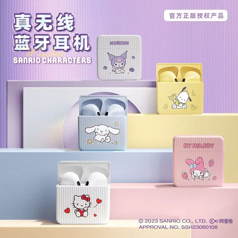 

Kawaii Sanrioed аниме мультфильм серия mymelody Cinnamoroll HelloKitty милый Печатный узор Bluetooth гарнитура игрушка маленький подарок
