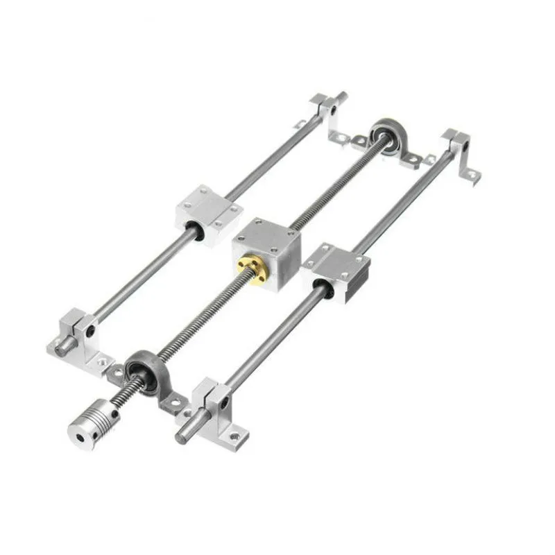 

T8 Dual Lead Screw 300mm Shaft Rod Set KP08 Bearings Bracket Support Block SCS8UU SK8 Flexible Coupling CNC Part Optical Axis