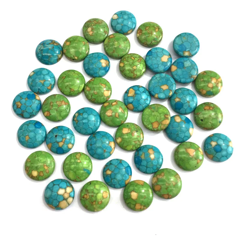 

5PCS Nature Turquoise Stone Beads Cabochons No Hole Round Shape Spacer Beads for Jewelry Making Women Rings Necklaces Pendants