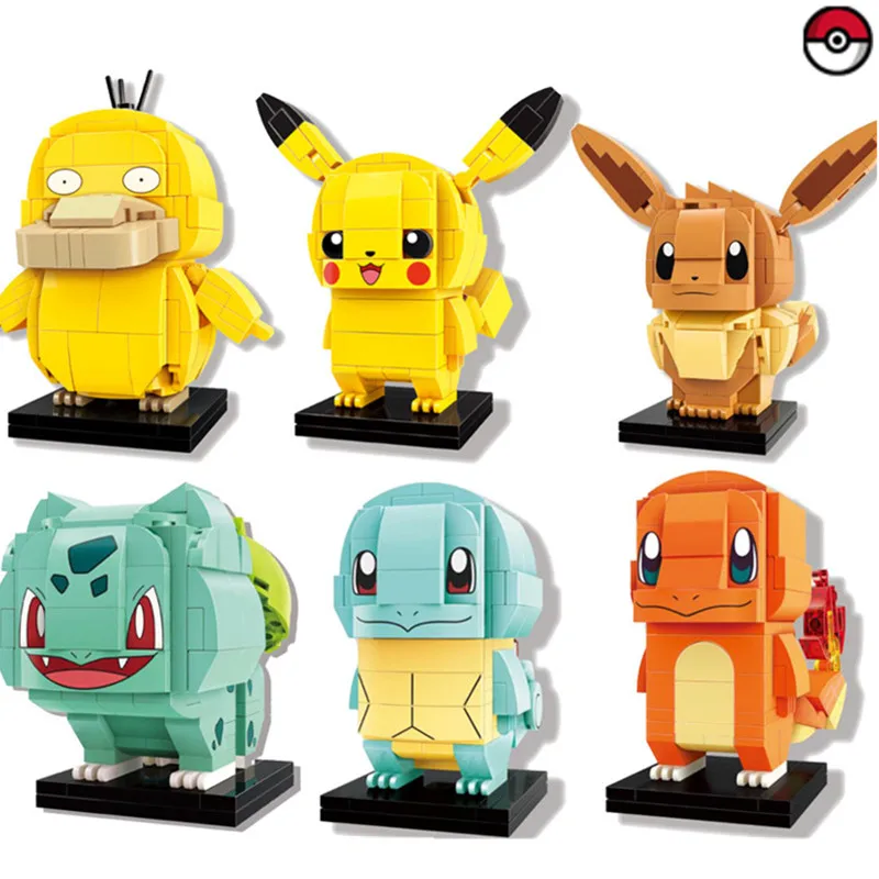 

Cartoon BrickHeadz Pokemon Pikachu Elf Ball Pocket Monsters Building Blocks Bricks Set Classic Anime Movie Dolls Model Kids Toys