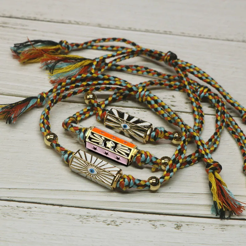 Этно-циркониевый браслет ручной работы Женский Плетеный эмалированный амулет на