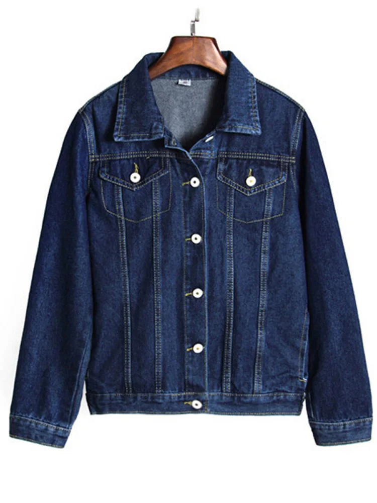

CHSDCSI женские пальто свободная джинсовая куртка Верхняя одежда модная Осенняя Весенняя винтажная синяя джинсовая уличная одежда на пуговиц...