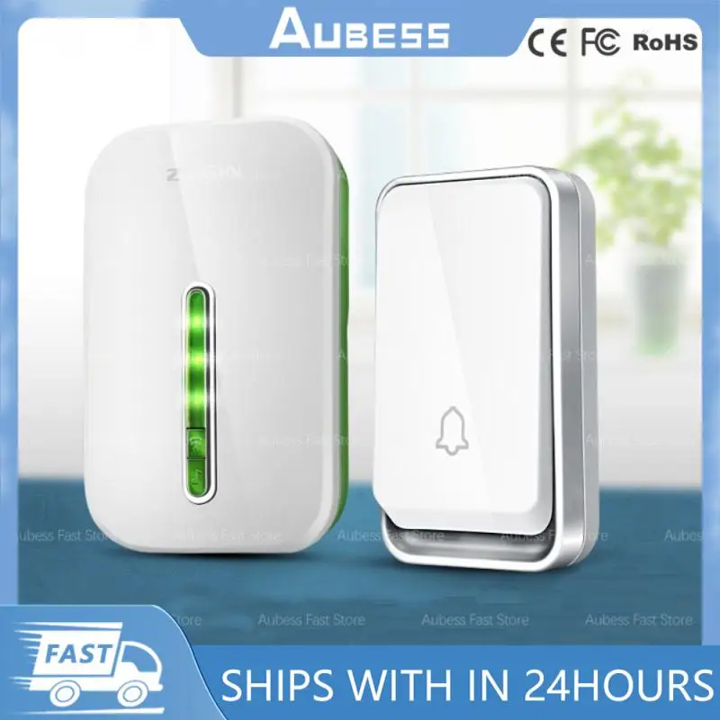 

Aubess Self Powered Waterproof Wireless DoorBell Night Light No Battery EU Plug Home Cordless Door Bell 1 Button 1 2 Receiver