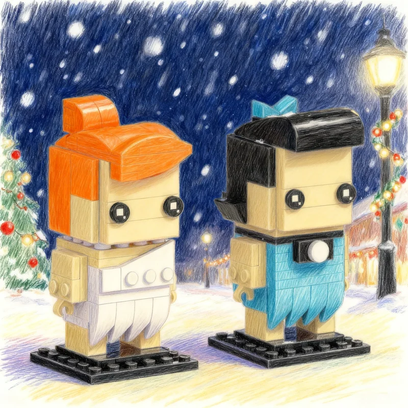 Фото Набор из 204 деталей MOC Бетти и Вилма, 2 штуки, модель Brickheadz, строительные блоки, архитектурная игрушка, рождественские подарки, конструктор для детей №1