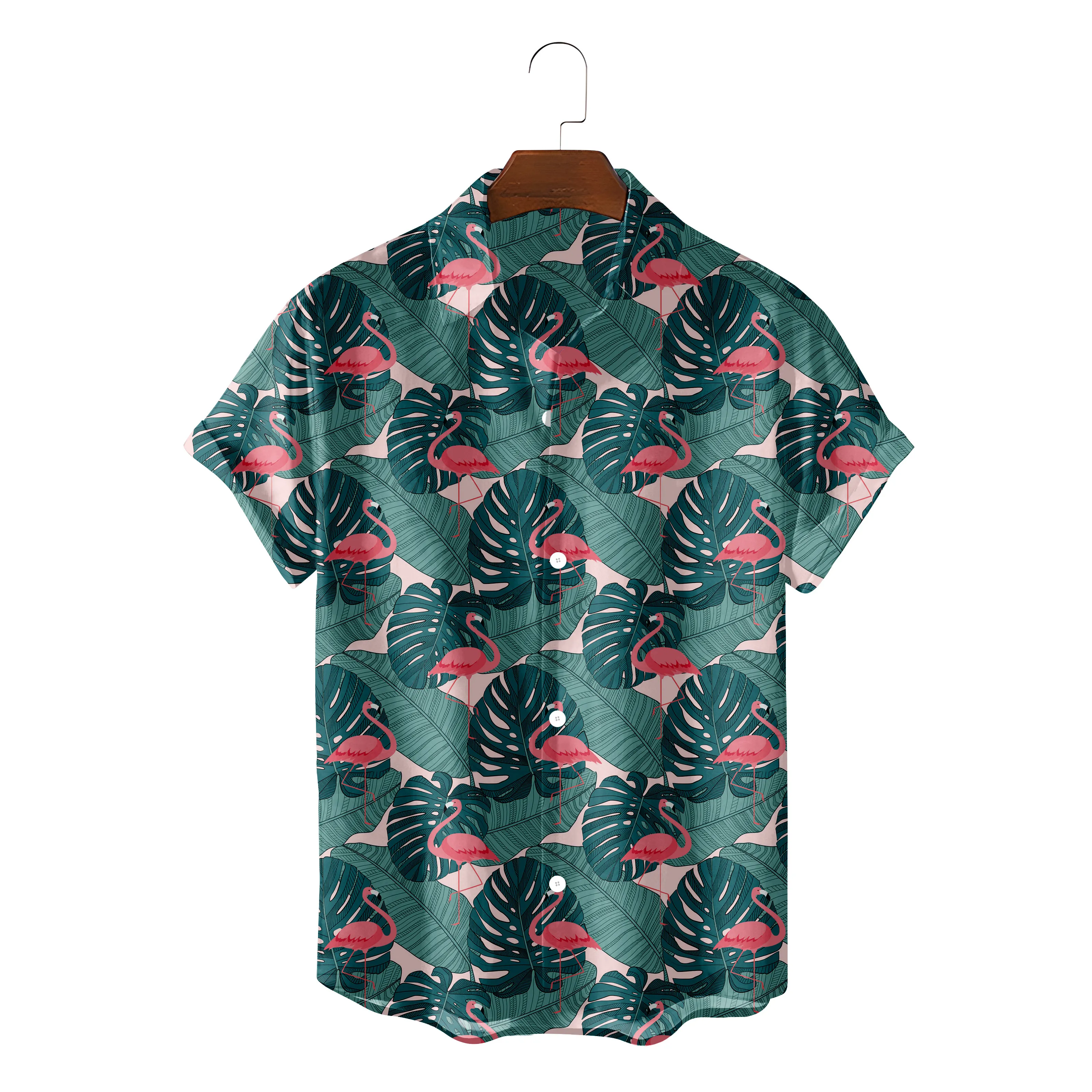 

Гавайская рубашка для мужчин, уютная пляжная, с принтом фламинго, на пуговицах, модная блузка, лето