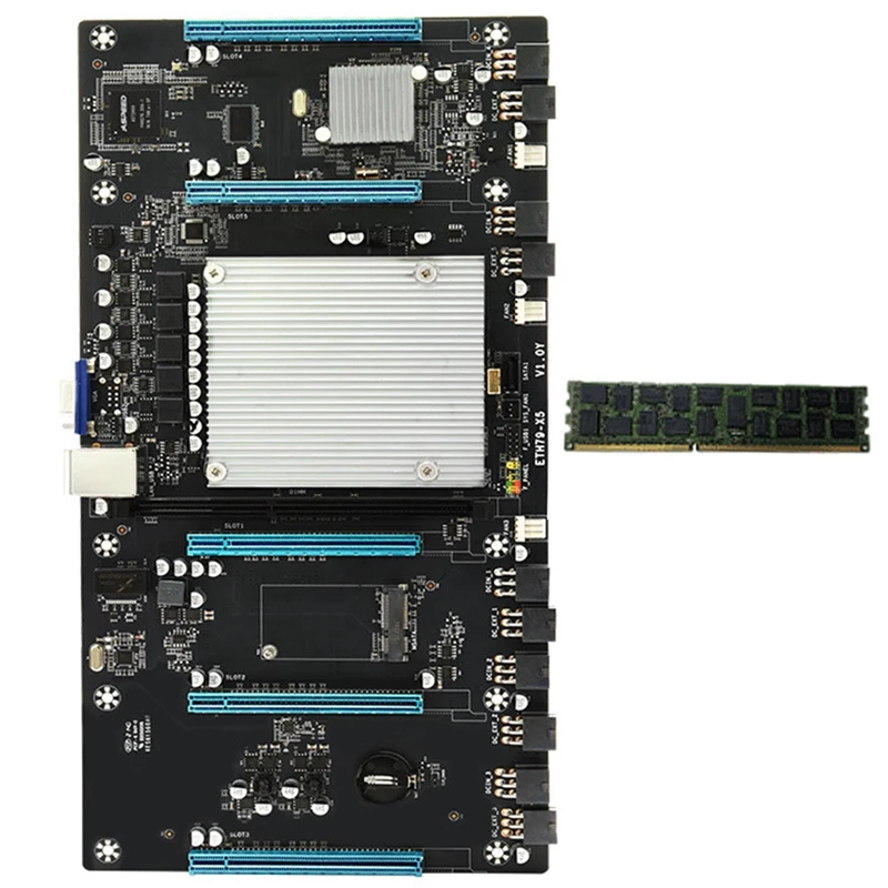 

ETH79-X5 Mining Motherboard LGA 2011 With ECC DDR3 4G 1333Mhz RAM Supports VGA 3060 Graphics Card 65Mm Spacing For Miner