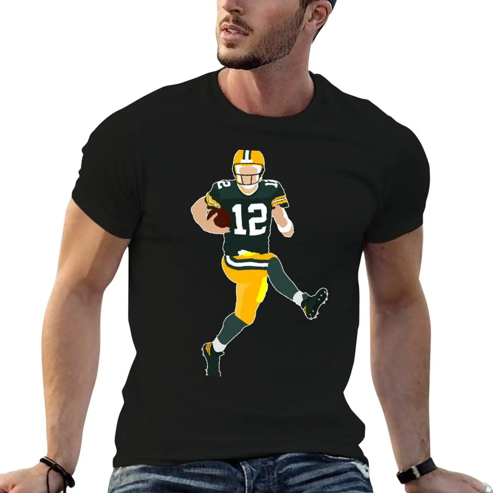 Фото Футболка Green Bay Quarterback, забавные футболки с темным юмором, графические футболки для мужчин, забавные футболки, хлопковая футболка №1