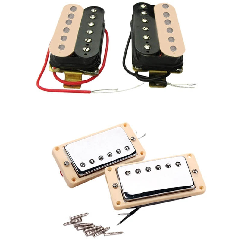 

50Mm+52Mm Pickup Electric Guitar Pickups Set With Set Of Double Coil Pickup Electric Guitar Neck&Bridge Pickup Chrome