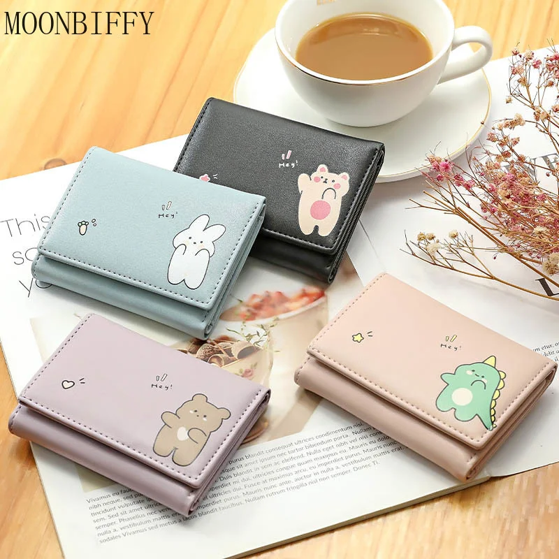 

Women Wallets Kawaii Animals Money Bags Short Cute Small Purse Women Student Card Holder Girl ID Bag Card Holder Coin Purse