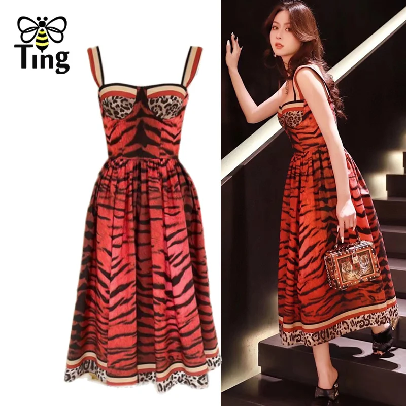 Tingfly винтажные элегантные сексуальные летние вечерние платья с леопардовым