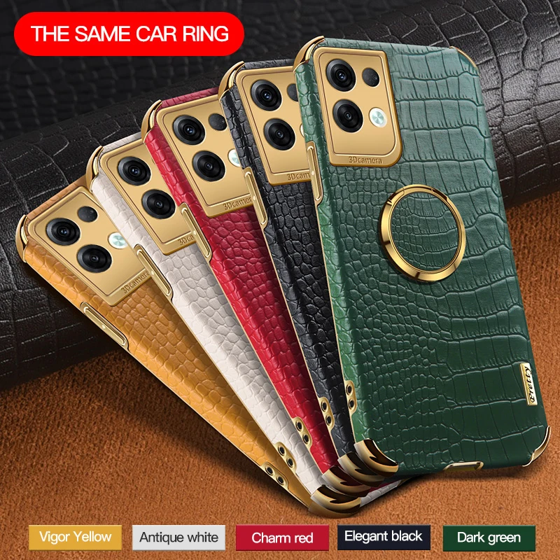 

Leather 6D Plating Case for Oppo Reno8 Pro+ Plus CPH2357 Luxury Car Magnetic Ring Holder Soft Phone Cover Reno 8 Pro+ Reno8pro