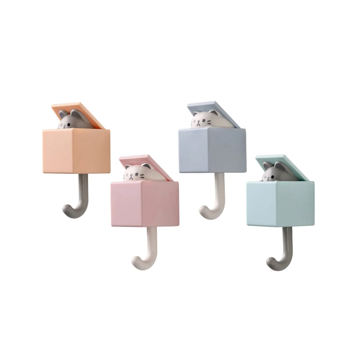 

4PCS Adhesive Coat Hooks, Plastic Pet Wall Hooks for Hanging Key, Bag, Hat, Towel, Backpacks
