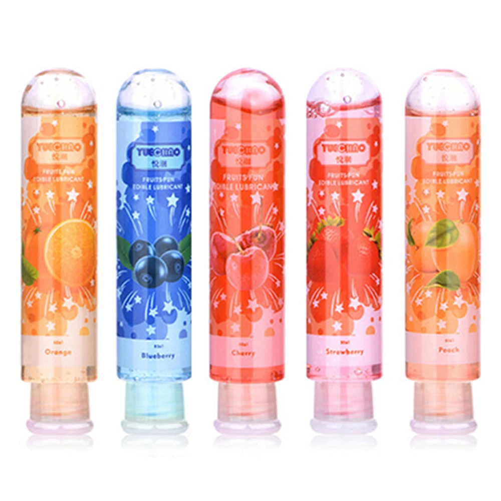 80ML Peach/Strawberry/Blueberry/Cherry/Orange Edible Flavor Water Based Lubricant Sex Anal Oral Gel Sex Lube For Couple Adult