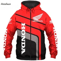 new motorcycle logo hondawing pullover 3d digital printing fashion casual hooded outdoor zip harajuku high quality racing jacket