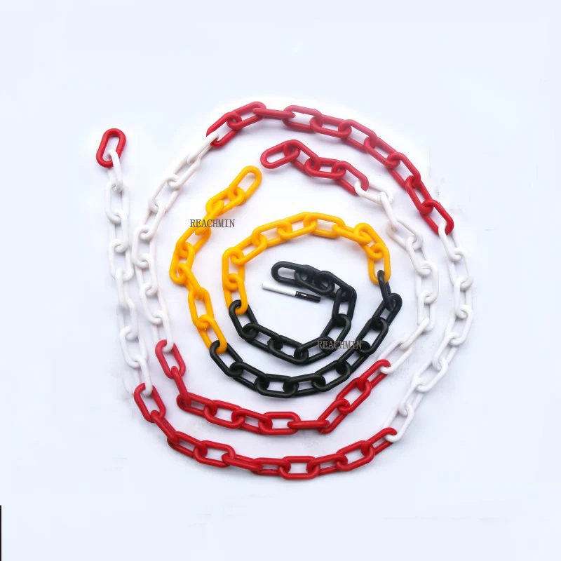 

25m Length 6mm Wire Diameter Black Yellow or Red White Color Platic Link Warning Chain Road Warning Block Barrier For Traffic